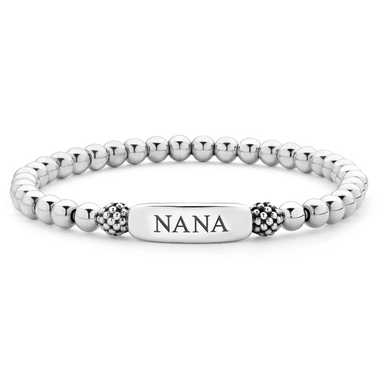 Sterling silver bracelet with a highly polished station with NANA engraved.