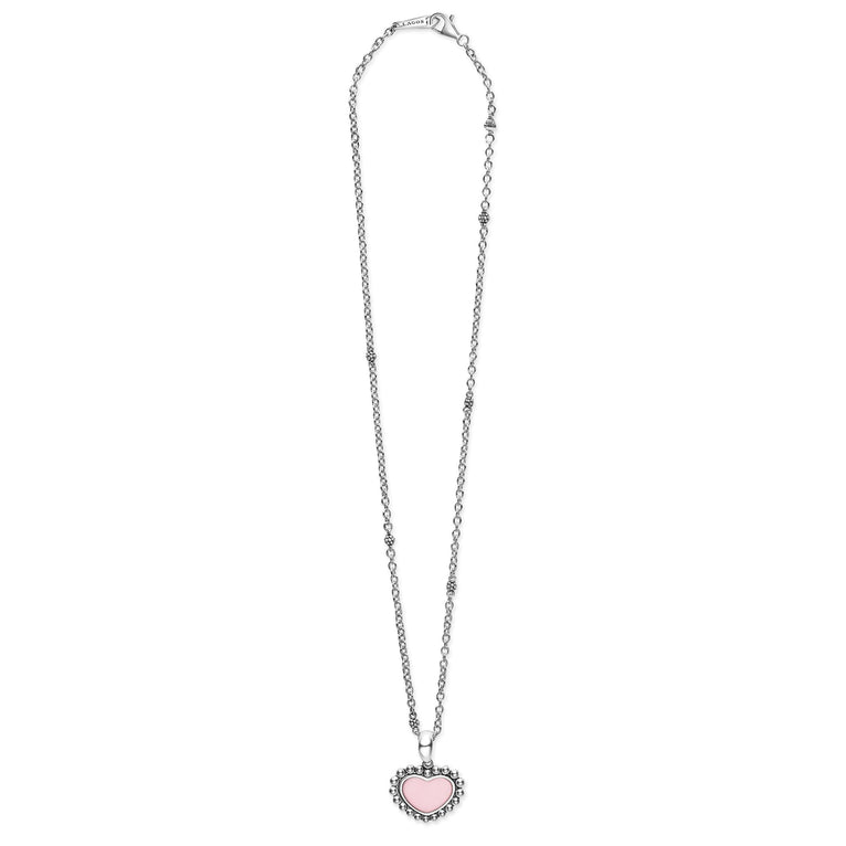 Full view of Pink Ceramic Heart Necklace