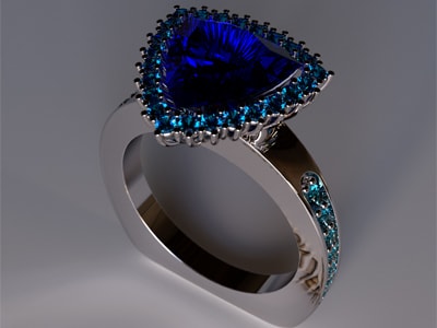 Sapphire and Aquamarine white gold ring